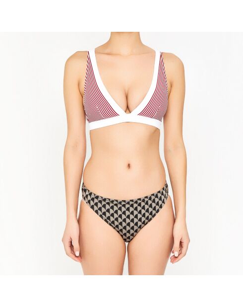 Haut de maillot de bain Lezaka rouge foncé/blanc