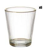 6 Verres striés liseret gold dorés - 35 cl