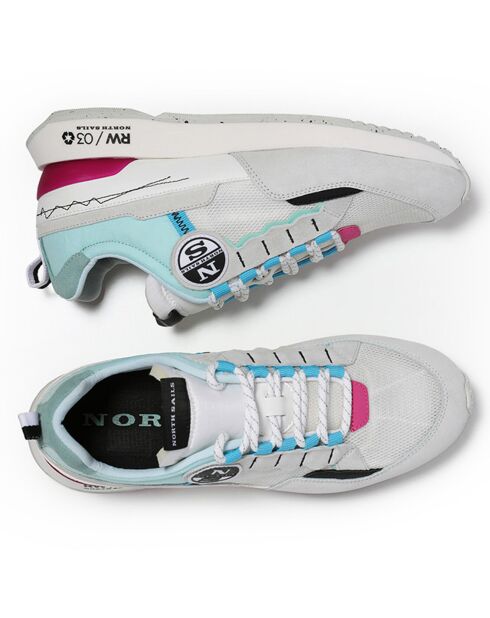 Sneakers Lio blanc/turquoise/rose