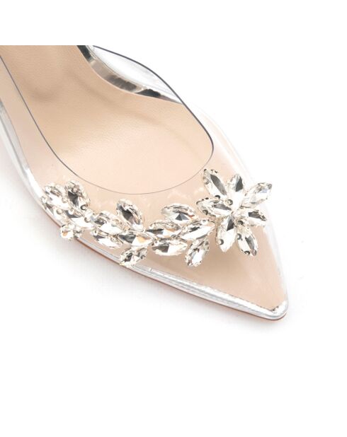 Escarpins Day transparent/argenté - Talon 8 cm