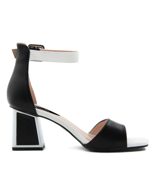 Mina zwart/witte sandalen - Hak 7 cm