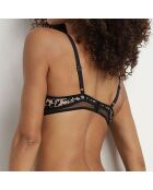 Soutien-gorge corbeille en tulle en velours Chic Line noir pétale