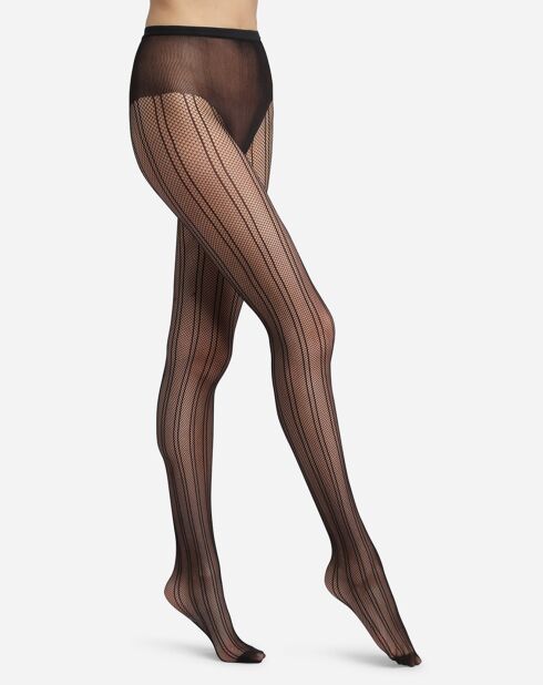 Collants en voile transparent à rayures Pyjama 20 denriers Style noirs