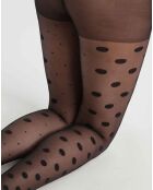 Collant en voile transparent à pois multiples 18 deniers Style noir