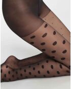 Collant en voile transparent à pois multiples 18 deniers Style noir