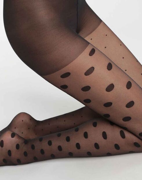 Collant en voile transparent à pois multiples 18 deniers Style noir