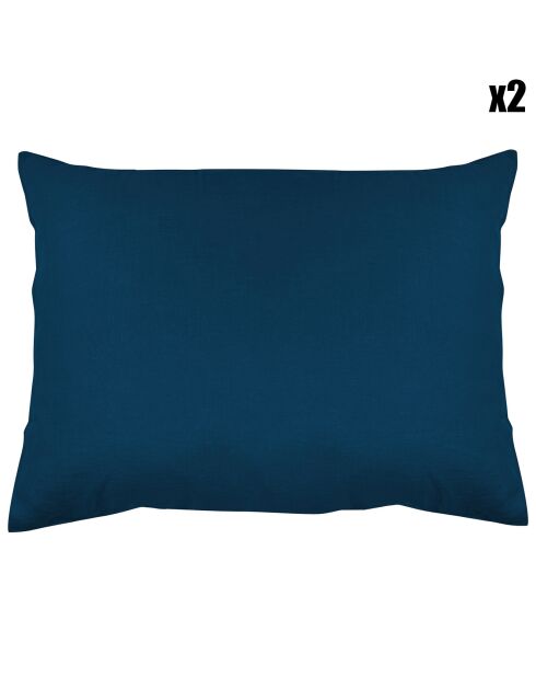 2 Taies d'oreiller 100% Lin lavé lagon