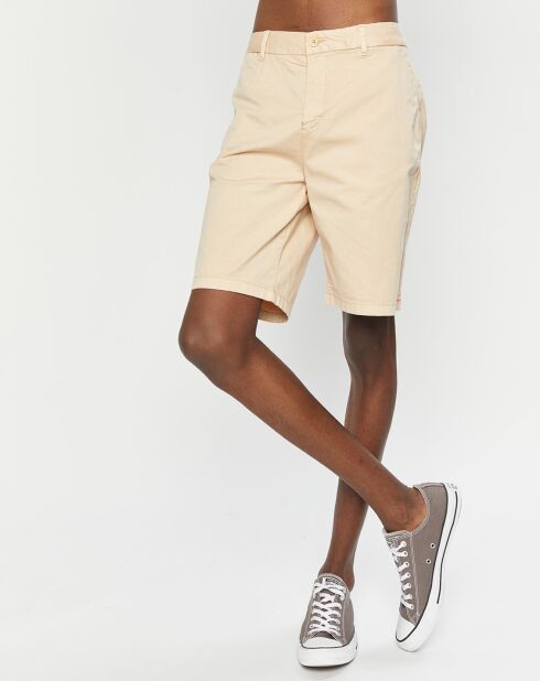 Stuart beigefarbene Shorts aus Bio-Baumwollmischung in normaler Passform
