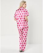 Pyjama satiné Olivia imprimé framboise/blanc