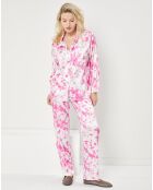 Pyjama satiné Mathilde Tie & Dye rose/blanc