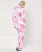 Pyjama satiné Mathilde Tie & Dye rose/blanc