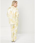 Pyjama satiné Mathilde Tie and Dye jaune/blanc