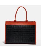 Tragetasche Nina aus Leder, 37 x 27 x 12 cm, Schwarz/Orange