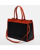 Tragetasche Nina aus Leder, 37 x 27 x 12 cm, Schwarz/Orange