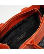 Tragetasche Nina aus Leder, 37 x 27 x 12 cm, Schwarz/Orange