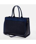 Lederen handtas Nina zwart/marineblauw - 37x27x12 cm