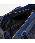 Lederen handtas Nina zwart/marineblauw - 37x27x12 cm