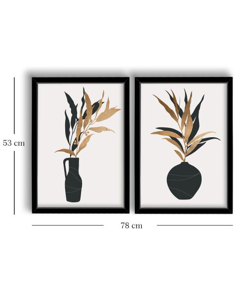 Quadro decorativo con cornice marrone/bianca/nera - 38x53 cm