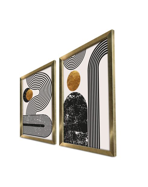 Decoratief schilderij met goud/wit/zwarte lijst - 38x53 cm