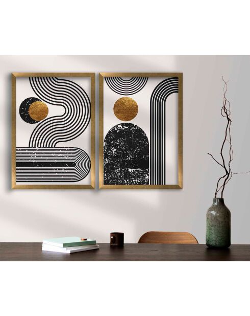 Decoratief schilderij met goud/wit/zwarte lijst - 38x53 cm