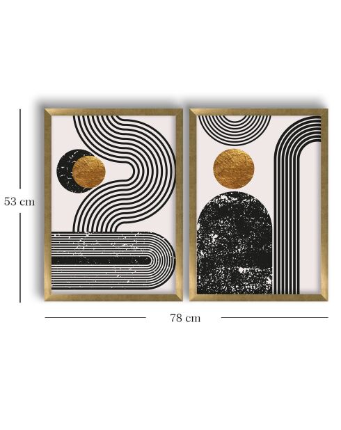 Decoratief schilderij met goud/wit/zwarte lijst - 38x53 cm