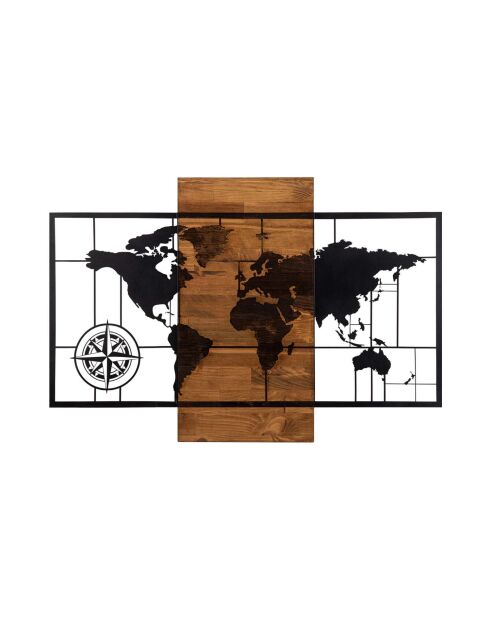 Accessoire mural en bois décoratif noyer/noir - 85x58 cm