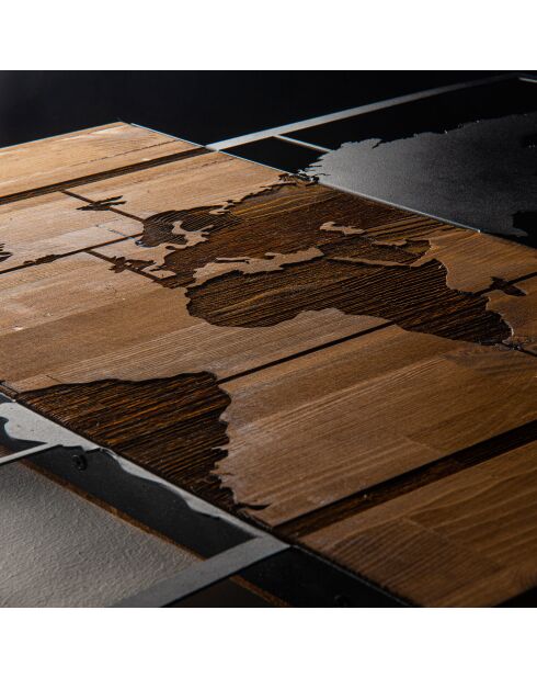 Accessoire mural en bois décoratif noyer/noir - 85x58 cm