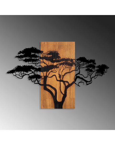 Accessoire mural décoratif en bois noyer/noir - 90x58 cm