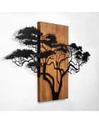 Accessoire mural décoratif en bois noyer/noir - 90x58 cm