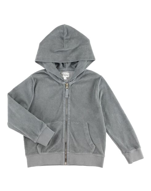 Sweat zippé en Coton éponge Bouclette à capuche vert de gris