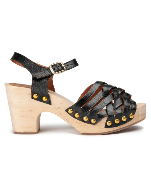 Sandales en Cuir Bengalis noires - Talon 8,5 cm