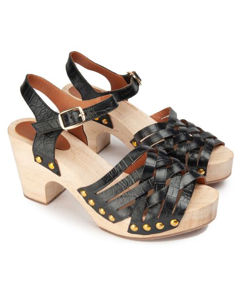 Sandales en Cuir Bengalis noires - Talon 8,5 cm
