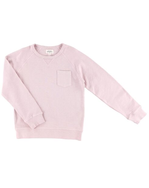 Sweat fin en Coton Pocket rose clair