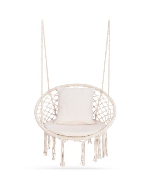 Hamac macramé avec Coussins beige  - 60x50x120 cm