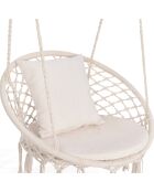Hamac macramé avec Coussins beige  - 60x50x120 cm
