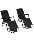 2 zwarte relaxligstoelen - 178x61x33 cm
