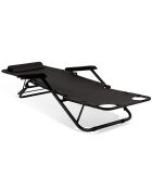 2 zwarte relaxligstoelen - 178x61x33 cm