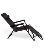 2 zwarte relaxligstoelen - 178x61x33 cm