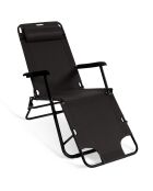 2 zwarte relaxligstoelen - 178x61x33 cm