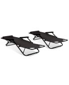 2 zwarte relaxligstoelen - 178x61x33 cm