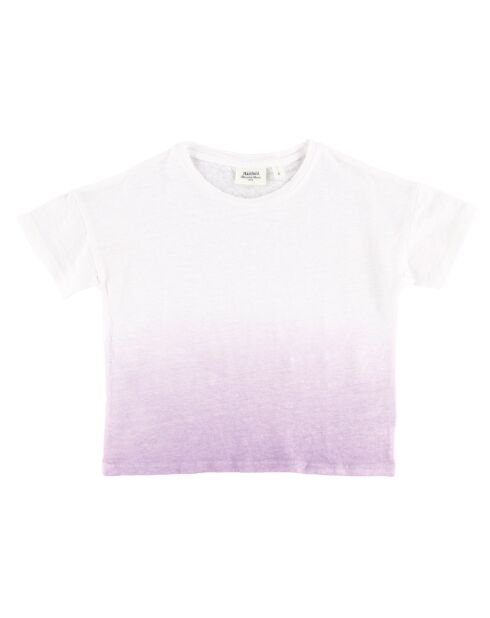 T-Shirt 100% Lin tie & dye Tenori blanc/parme