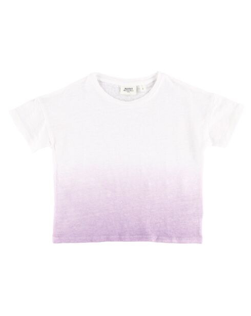 T-Shirt 100% Lin tie & dye Tenori blanc/parme