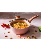 Casserole avec couvercle induction en aluminium forgé Stonerose rose - D.18 cm
