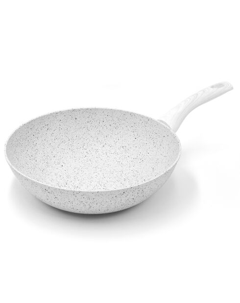 Wok a induzione in alluminio forgiato Stone White bianco - D.28 cm