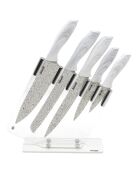 5 Couteaux de cuisine avec support Stone White blancs