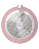 Poêle avec couvercle induction en aluminium forgé Stonerose rose - D.24 cm