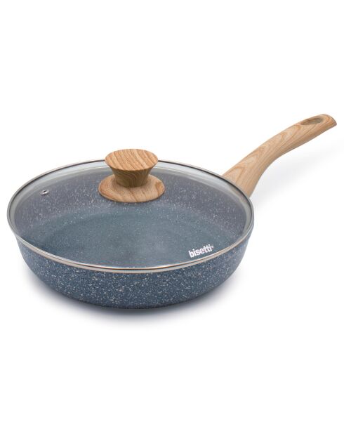 Poêle avec couvercle induction en aluminium forgé Pierre Gourmet grise - D.24 cm