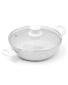 Sauteuse avec couvercle induction en aluminium forgé Stone White blanche - D.28 cm
