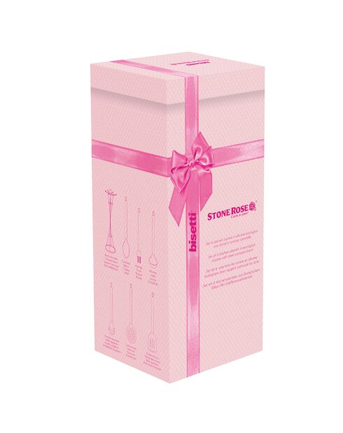 6 utensili da cucina Stonerose rosa con supporto