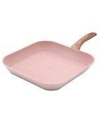 Grill induction en aluminium forgé Stonerose rose - D.28 cm
